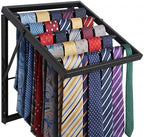 Wall Mounted Tie Rack Organizer, Metal Tie Rack Holds Up to 58 Ties, Adjustable Angle Tie Holder for Closet,Tie Organizer Wall Mounted, Suitable for Ties, Scarves and Belts Organization (Black) by Unknown