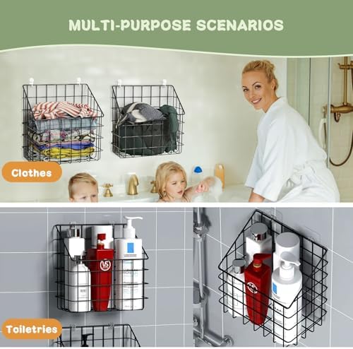 Greentainer 2 Pack Bath Toy Storage Organizer, Large Rustproof Metal Wire Basket, Wall Mounted Hanging Bathtub Holder, Bathroom Shower Caddy for Tub Toys & Toiletries - Image 6