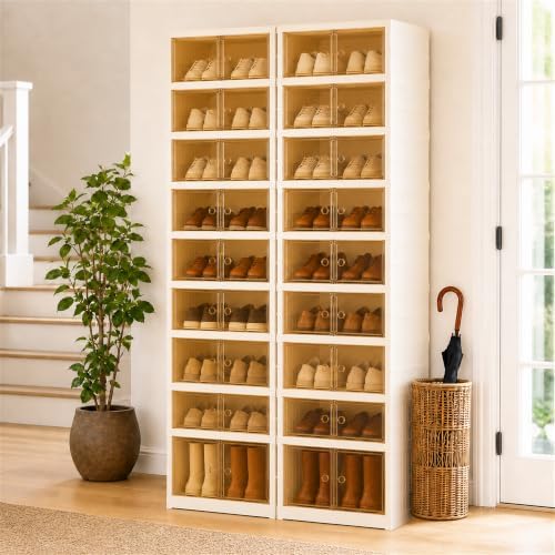 9-Tier Tall Foldable Shoe Rack Set 2 with Wheels, Fits 18 Pairs by Unknown