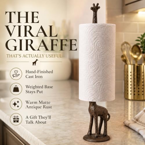 Wallcharmers Rustic Giraffe Paper Towel Holder & Metal Toilet Paper Stand - Image 2