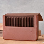 Lanxivi 12 Fountain Pen Case Genuine Coffee Leather Organizer, Portable Pen Bag Pouch Drawer Style - Image 5