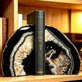 Agate Geode Stone Bookends Heavy Duty Crystal Book Holders Decorative by AMOYSTONE%C2%AE