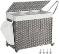 SONGMICS Rolling Laundry Hamper with Lid, 160 L 3-Section Synthetic Rattan by SONGMICSbySONGMICSHOME