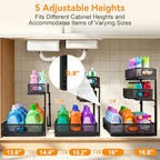 3 Tier Adjustable Under Sink Organizer for Bathroom & Kitchen(2Pack, Black) - Image 4
