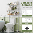 Simple Trending 3-Tier Over Toilet Storage Rack with Paper Holder & Hooks - Image 4