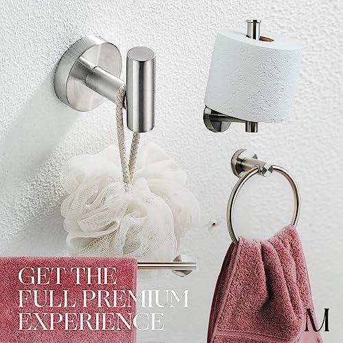 Marmolux ACC Bathroom Hardware Set - 4 Pieces Wall Mount Accessories - Towel Hooks, Hand Towel Holder, Towel Ring, Toilet Paper Holder - Made of SUS 304 Stainless Steel with Brushed Finish - Image 5