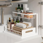 REALINN Under Sink Organizer, L-Shaped 2 Tier Pull Out Cabinet Organizer by REALINN