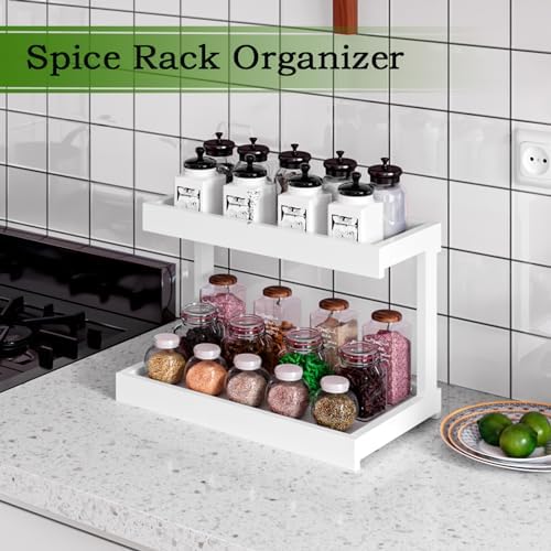 MARTY Counter Shelf Organizer, 2 Tier Spice Rack for Countertop, White - Image 2