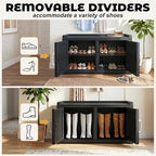 ROJIK Shoe Cabinet Waterproof UV-Resistant,Storage Bench Indoor Outdoor with Adjustable Shelves,for Entryway Bedroom,Hallway,Living Room(Double Door, Deep Black) - Image 4