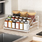 BOIVSHI Tiered Spice Rack, Spice Shelf Organizer for Cabinet, Metal White - Image 3