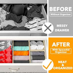 SpaceAid Drawer Organizer for Clothes, 18 Pack Dresser Drawer Organizer Bins, Closet Organizers and Storage Dividers for Clothing, Underwears, Socks (Beige) - Image 2