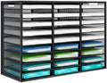 Mail Sorter Adjustable Countertop Heavy Duty Literature Organizer Student Mailbox for Classroom Desktop Bill Paper Holder Rack for Office Home School, 27 Compartments, Black by PAG-Mass