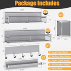 Magnetic Spice Rack for Refrigerator, 7 Pack 100% Metal Strong Magnet Shelves, Kitchen Spice Organizer W/ Hook Rack, Paper Towel Holder, Utensils Caddy, Home Laundry Room Storage Organization (Grey) - Image 2