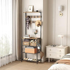 HOMEFORT Coat Rack with Shoe Storage, 5-Tier Shoe and Coat Rack with 9 Clothes Hooks, Freestanding Hall Tree Organizer for Entryway, Bedroom, Rustic Brown - Image 4