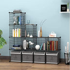 HUBSON Wire Cube Storage Organizer, Book/Toy/Craft/Potted Plants and petCloset Organizers and Storage Shelves, 9-Cube Freely Combinable Metal Grids Storage Shelf,Black Iron - Image 6