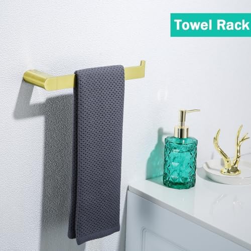 5-Pieces Bathroom Accessories Set, Stainless Steel Bathroom Hardware Set, 23.6 Inch Bath Towel Bar Set, Towel Hooks,Towel Racks for Bathroom Wall Mounted,Brushed Gold,SE96026S-5BG - Image 4