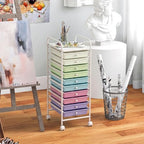 GIANTEX 10 Drawer Storage Cart, Rolling Craft Cart w/Metal Tabletop - Image 7