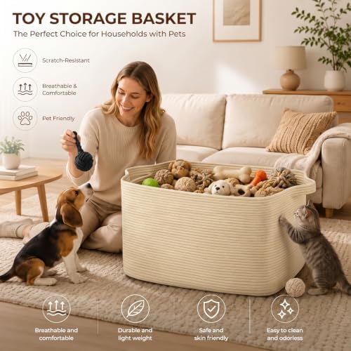 OIASKET 95L Extra Large Blanket Basket, 24" x 16.9" x 14.2" Woven Basket - Image 3