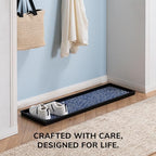 Anji Mountain Heavy Duty Waterproof Rubber Shoe Storage Mat Organizer/Boot Storage Multi Use for Entryway with Coir, Blue and Ivory Insert, Fits 4 Pair (46.5" Wide) - Image 5