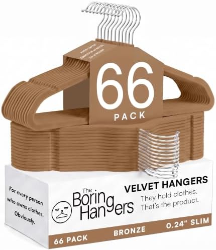 66 Pack Bronze Velvet Hangers Non Slip, Felt Hangers by TheBoringHangers