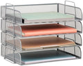 Mind Reader Stackable Paper Tray, Desktop Organizer, File Storage, Office, Metal Mesh, 4 Pcs., Silver by MindReader