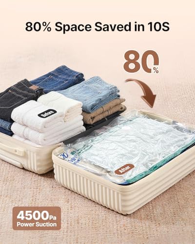 VINTAR 20 Pack Vacuum Storage Bags for Travel with Cordless Pump, Color - Image 4