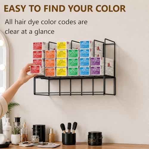 Meudid Hair Color Organizer for Salon Storage Rack - 2 PCS Wall Mounted Hair Color Racks for Salon Cabinet Perfect Hair Color Shelves for Salon Stations for Hair Stylists - Image 3