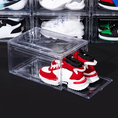 12 Pack Acrylic Shoe Boxes,Clear Plastic Stackable Sneaker Box,Shoe Containers,Shoe Display Case,Sneaker Storage,Fits Up to Size 15 - Image 3