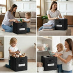 Storage Bins,11 Inch Cube Storage Bin with Labels,6pcs,Black - Image 6