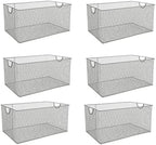 YBM HOME Kitchen Pantry Organizer Wire Baskets for Shelves, Cabinets, Pantry, Countertop, Mesh Open Storage Bin Metal Basket for Organizing Food Supplies, 6 Pack, 14.5x9.25x7 by YBMHome