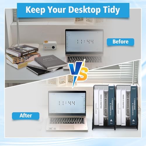 2 Pack Large Binder Folder Holder for Desk Metal Mesh Magazine File Holder (2) - Image 5