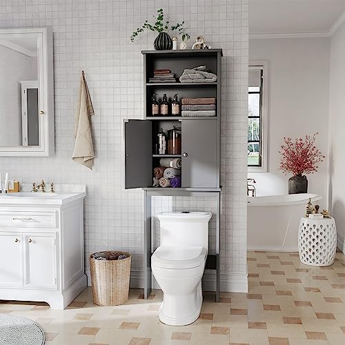 Over the Toilet Storage Cabinet, 75 in Bathroom Cabinet, Grey - Image 3
