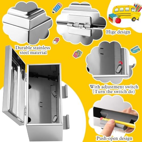 Mifoci 8 Pcs Pencil Dispenser for Classroom Stainless Steel, Silver - Image 3