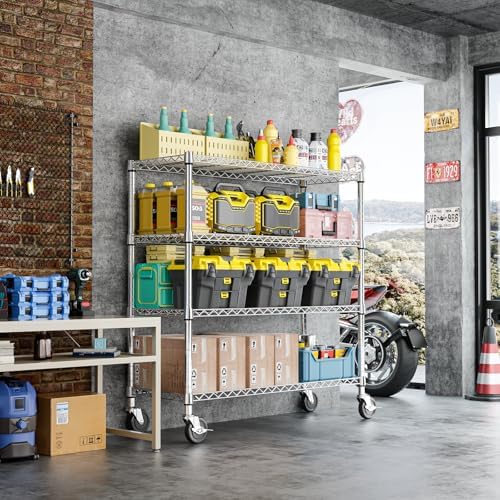 IZEUK 4-Tier Heavy Duty Metal Wire Shelving Unit, Adjustable Storage Rack Organizer for Garage, Kitchen, Office, Pantry, Warehouse (Chrome, 17.7" D x 47.2" W x 59.1" H) - Image 2