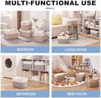 OIAHOMY 4 Pack Storage Basket, 13"x9"x7.8" Cotton Rope Baskets for Shelves, Closet Organizer for Bedroom & Living Room, Soft Decorative Bins for Organizing Towels, Books & Toys, Grey & White - Image 4