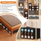 GhvyenntteS 12 Pack Bed Sheet Organizers and Storage, Sturdy Bed Sheet Organizer with Zipper and Handle, Foldable Linen Closet Organizers and Storage with Window and Label, Black - Image 7