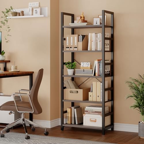 DUMOS 5-Tier Bookshelf, Modern Tall Bookcase Book Shelf - Image 4