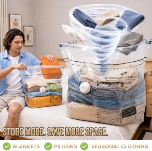 TAILI 8 Pack Cube Vacuum Storage Bags, Medium Size (25x19x11 inch), Clear - Image 3