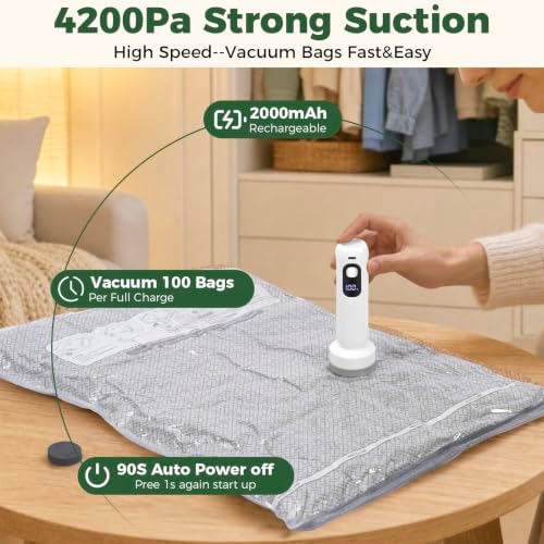 Vacuum Storage Bags with Cordless Digital Pump - 18 Combo - Image 4