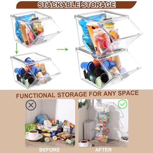 Yerliker 6 Pcs Stackable Storage Bins with Lids Organizer, Clear - Image 4