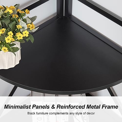 HOMBAZAAR 5 Tier Corner Shelf,72 Inch Tall Corner Bookshelf,Black - Image 7