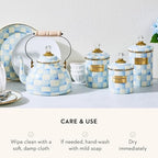 MACKENZIE-CHILDS Enamel Canister, Small, Light-Blue-and-White Sky Check - Image 5