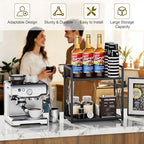 Giikin Kitchen Countertop Organizer, 2 Tier Coffee Bar Organizer, Black Spice Rack for Counter, Kitchen Counter Shelves, Particleboard,15.8" L x 7.9" W x 15.8" H (Black, L) - Image 2