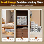24-Pack Clear Plastic Shoe Boxes, Stackable Foldable Shoe Storage Containers with Lids for Closet Organization - Image 4