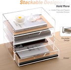 SANRUI Acrylic Desk Organize with Drawer, Stackable File Organizer, 2-Tier - Image 3