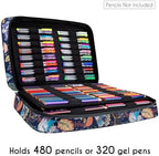 YOUSHARES Big Capacity Colored Pencil Case - 480 Slots large Pen Case Organizer with Multilayer Holder for Prismacolor Colored Pencils & Gel Pen (Retro Flower) - Image 7