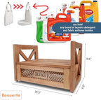 Farmhouse Wooden Laundry detergent stand - Besuerte Detergent Holder Station Shelf for Laundry Room - Laundry Organizers and Storage-Liquid Detergent Dispenser Holds Two Tubs, Brown - Image 2