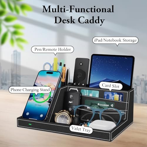 Desk Caddy with Fast Wireless Charger,Pen Holder Charging Station Organizer - Image 6