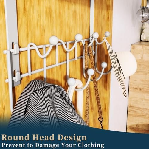 Consumest Over The Door Hooks Organizer - 3 Tier Door Hanger with 9 Coat Hooks & 2 Mesh Basket, Back Storage Organizer Hanging Towels for Bathroom, Bedroom, Silver - Image 4
