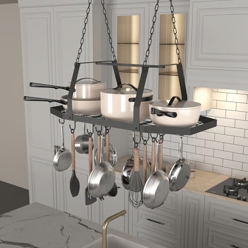 Hexagon Ceiling Pot Rack Hanging Pan Rack Hanging with 15 Hooks - Image 4